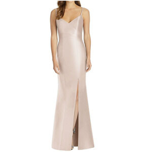 ALFRED SUNG D758‎ SURPLICE SATIN TWILL TRUMPET Cameo Pink DRESS GOWN Size 12